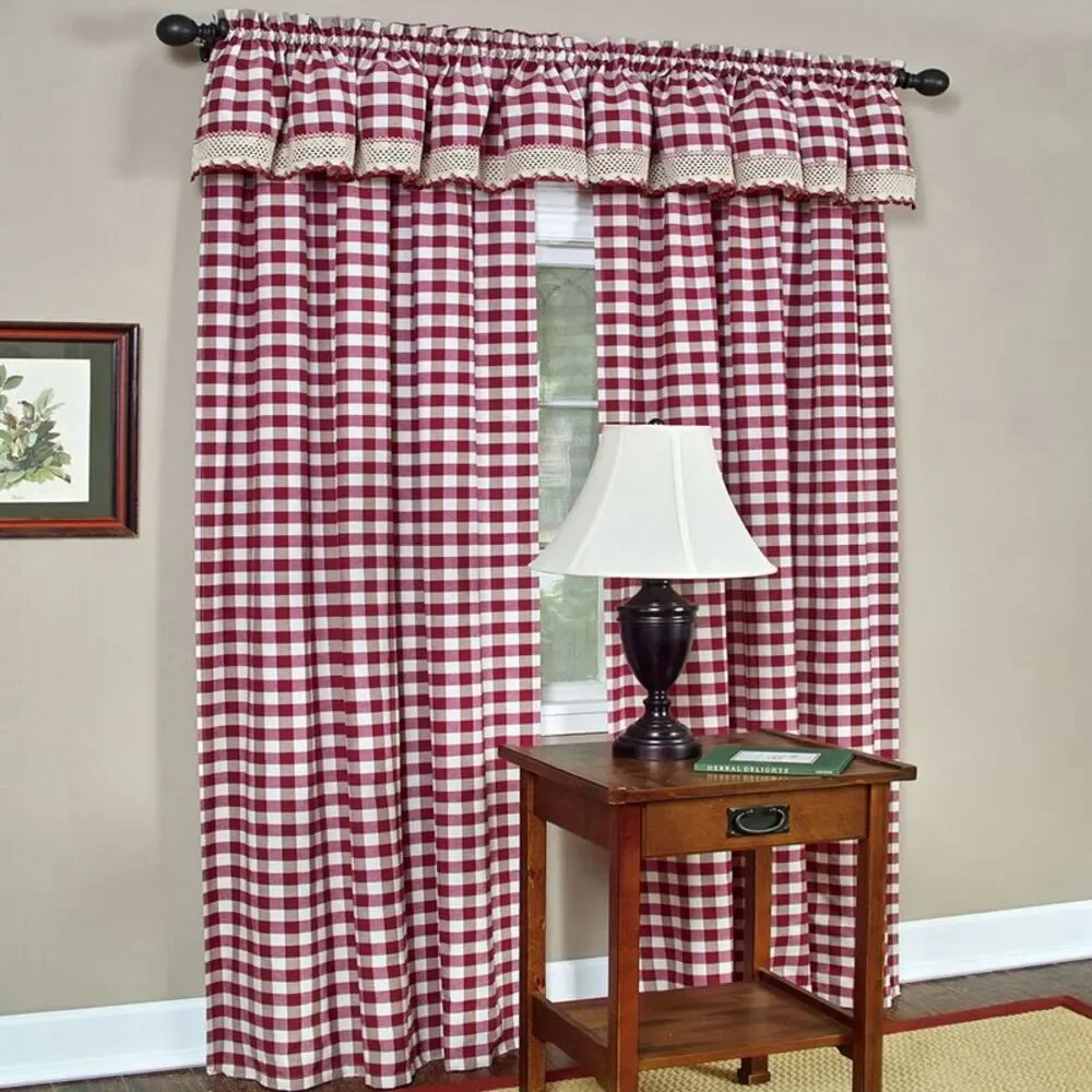 Achim Home Furnishing: Buffalo Burgundy Plaid Modern Window Curtain Panel : 42